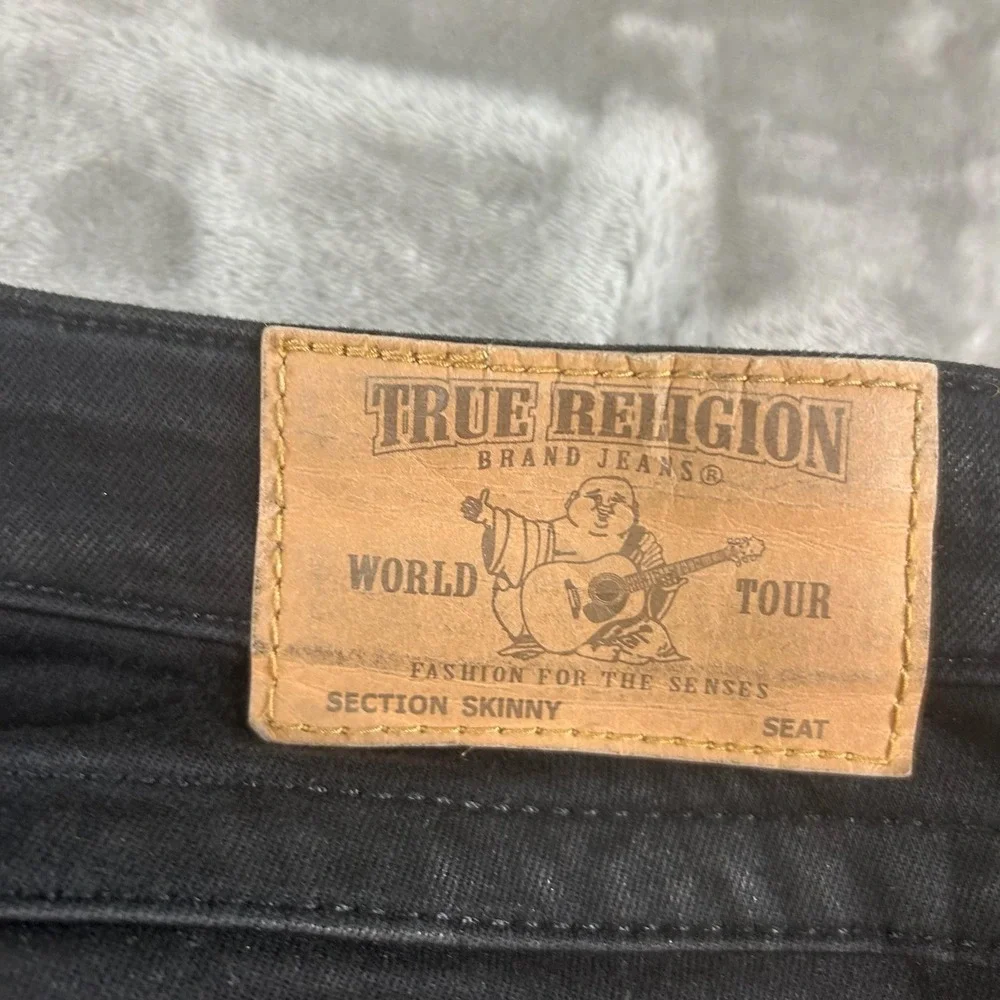 True Religion Section Skinny Jeans Mens 34x30 Black Dark Wash Slim Denim Pants